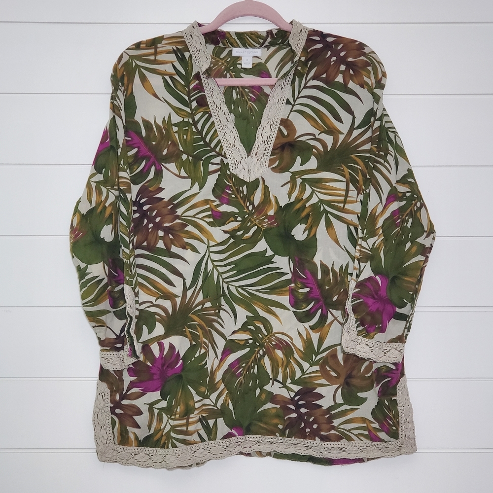 Charter Club Floral Tunic 100% Cotton.‎ Size:  16.